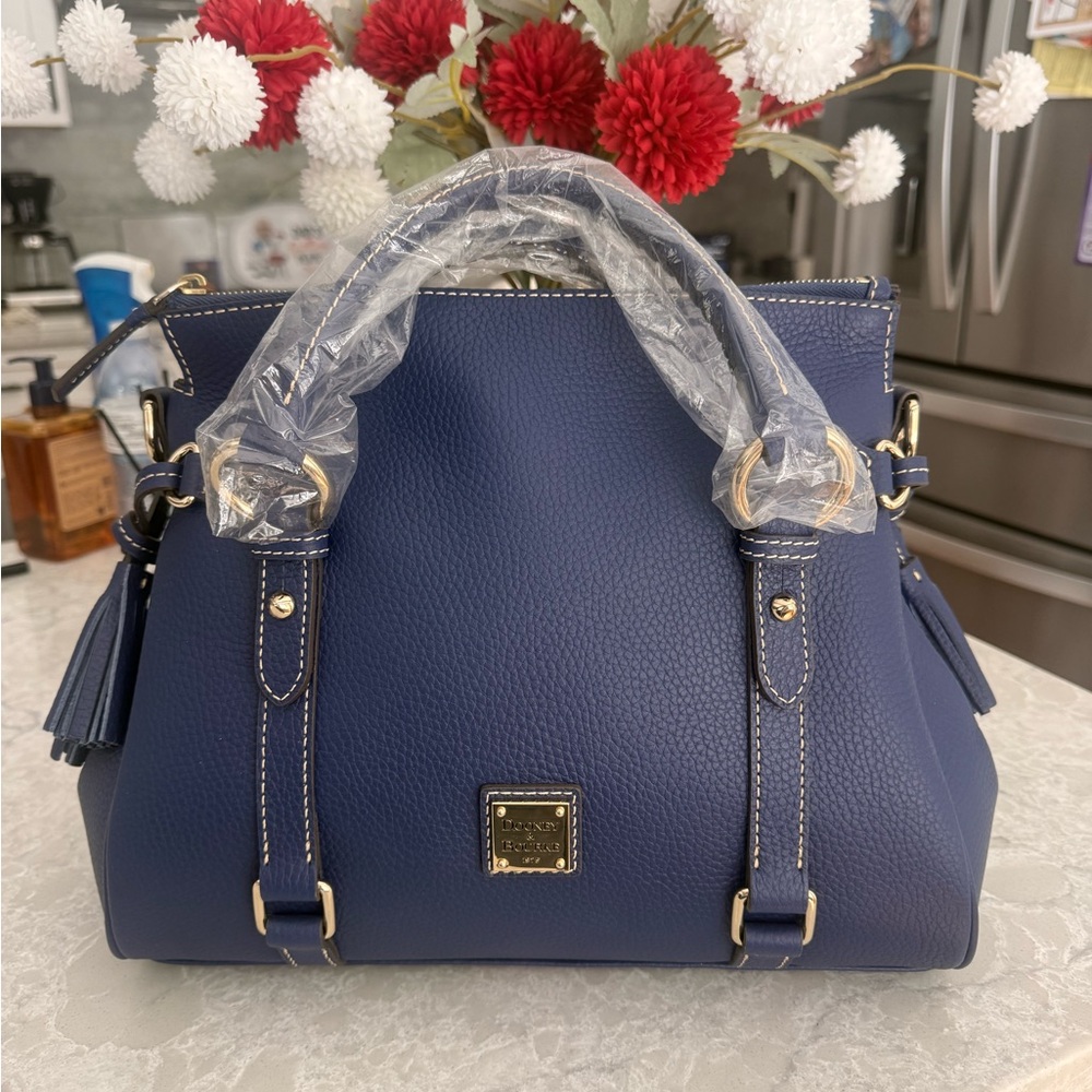 Dooney & Bourke pool blue pebble grain satchel